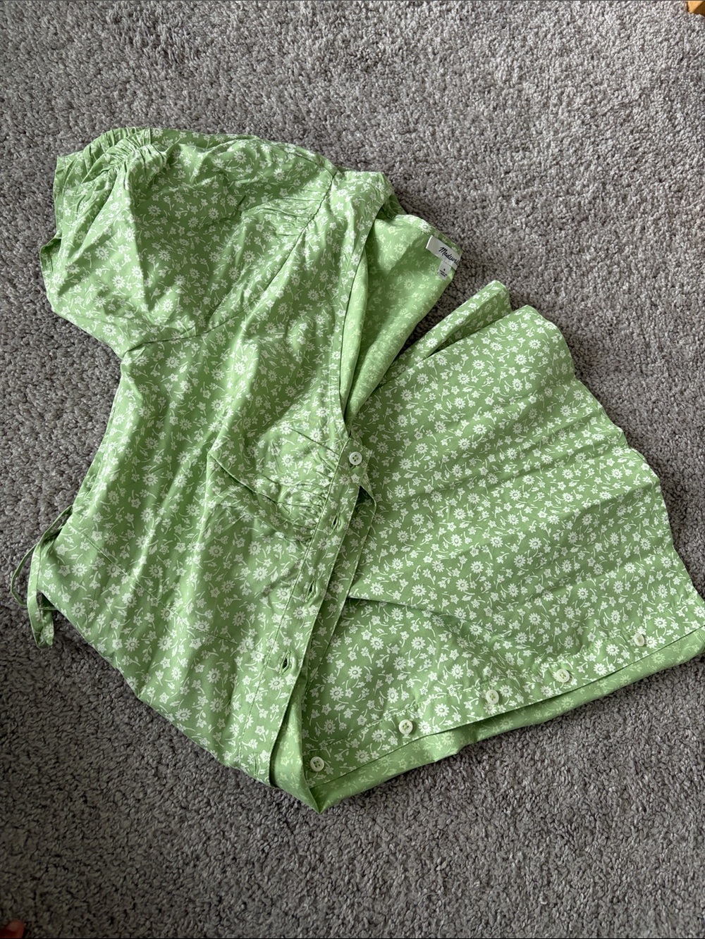 Madewell Light Green Floral Mini Dress size 4